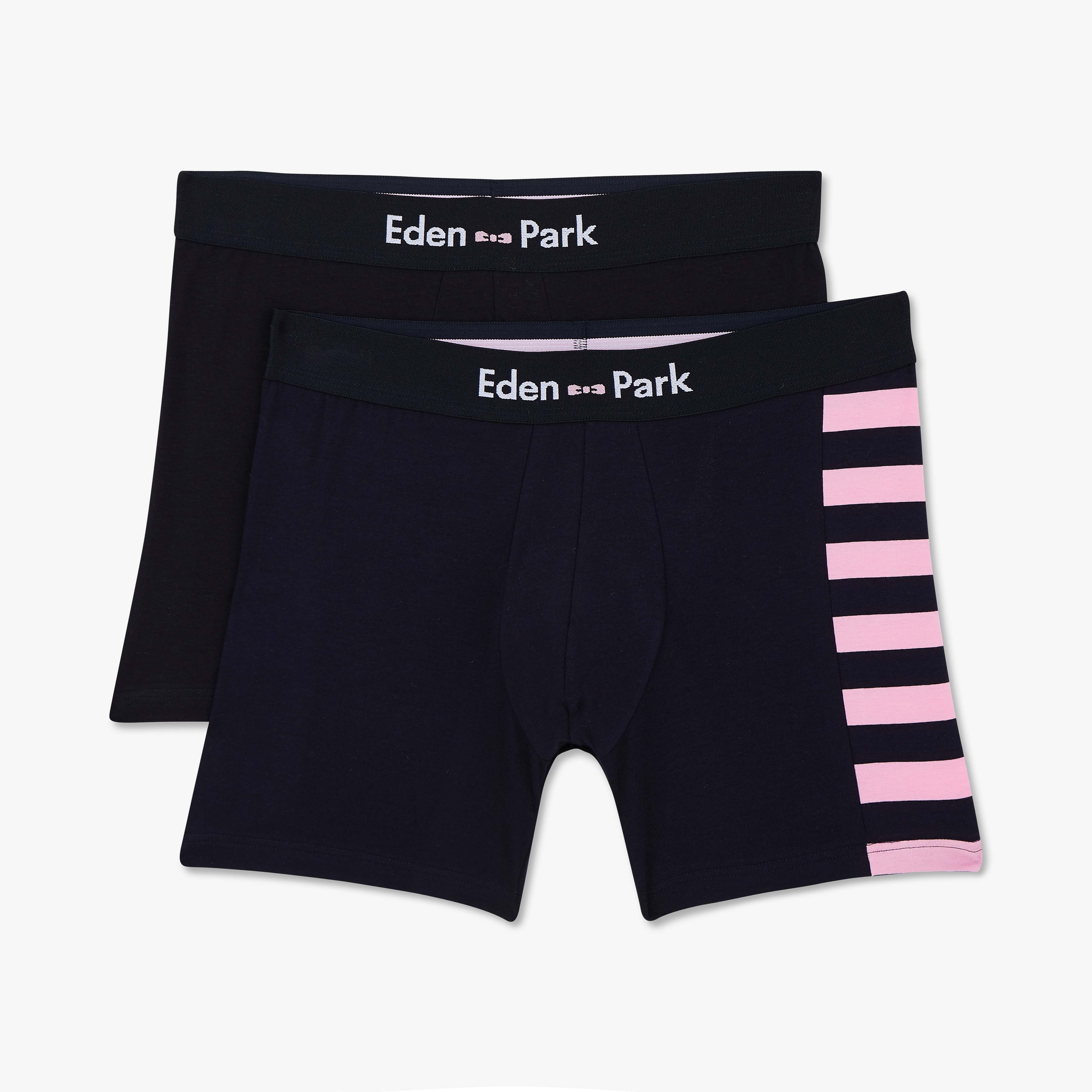 Pack de 2 boxers uni et à rayures rose
