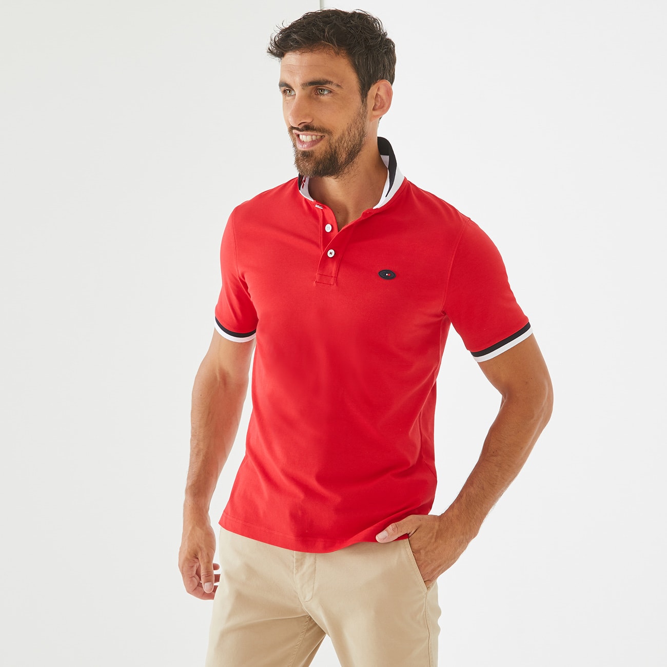 Polo FFR rouge en jersey de coton