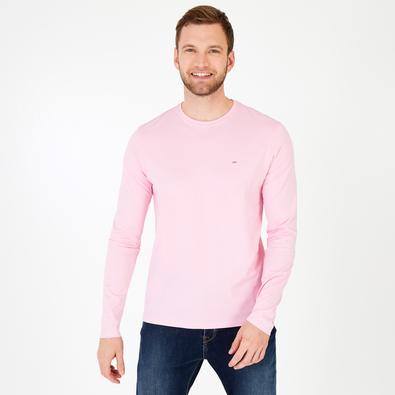 T-shirt rose col rond à manches longues
